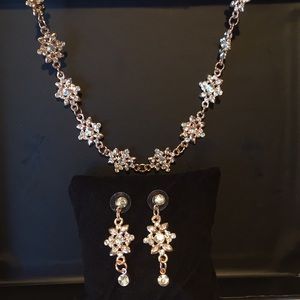 SET Flower cluster Rose gold and crystal